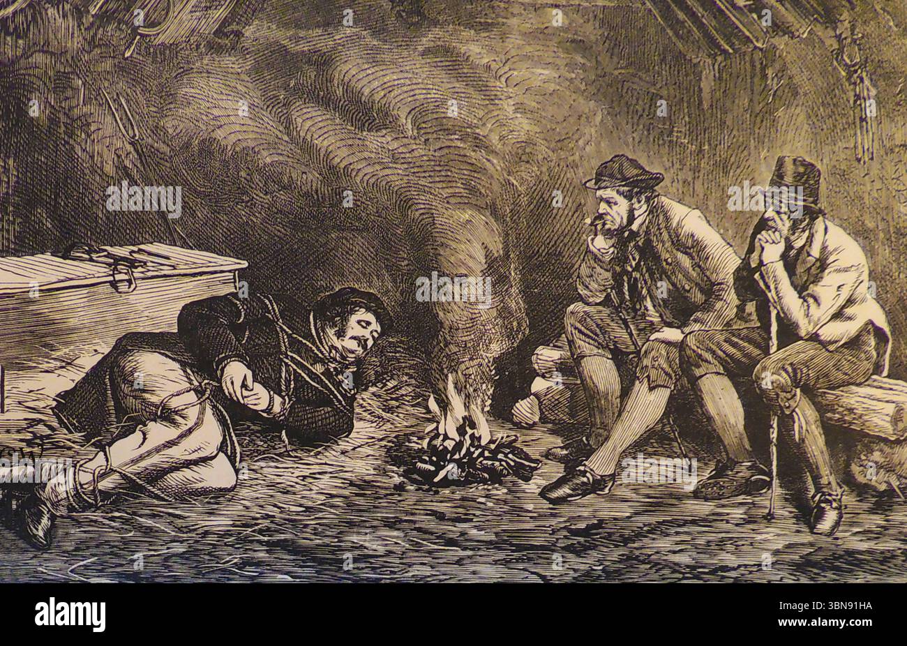 1798 Irish Rebellion - A prisoner being held hostage by rebels  -  Éirí Amach na hÉireann 1798 - Príosúnach á choinneáil mar ghiall ag reibiliúnaigh Stock Photo