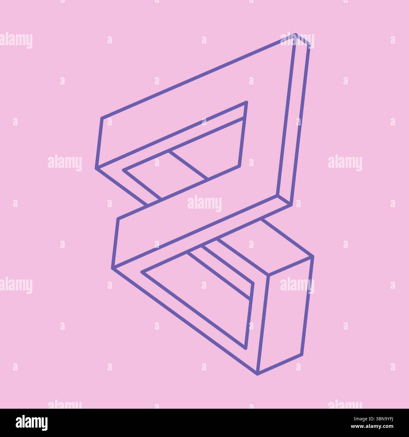 Impossible shapes, optical illusion figures, vector. Paradox. Optical art objects. Geometry modern logo. Stock Vector