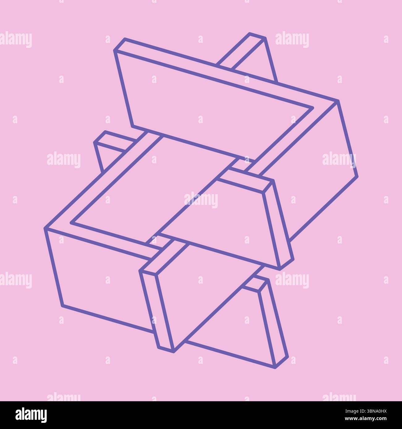 Logo. Optical art object. Impossible shape, optical illusion, vector. Geometric figures. Line art pattern. Stock Vector