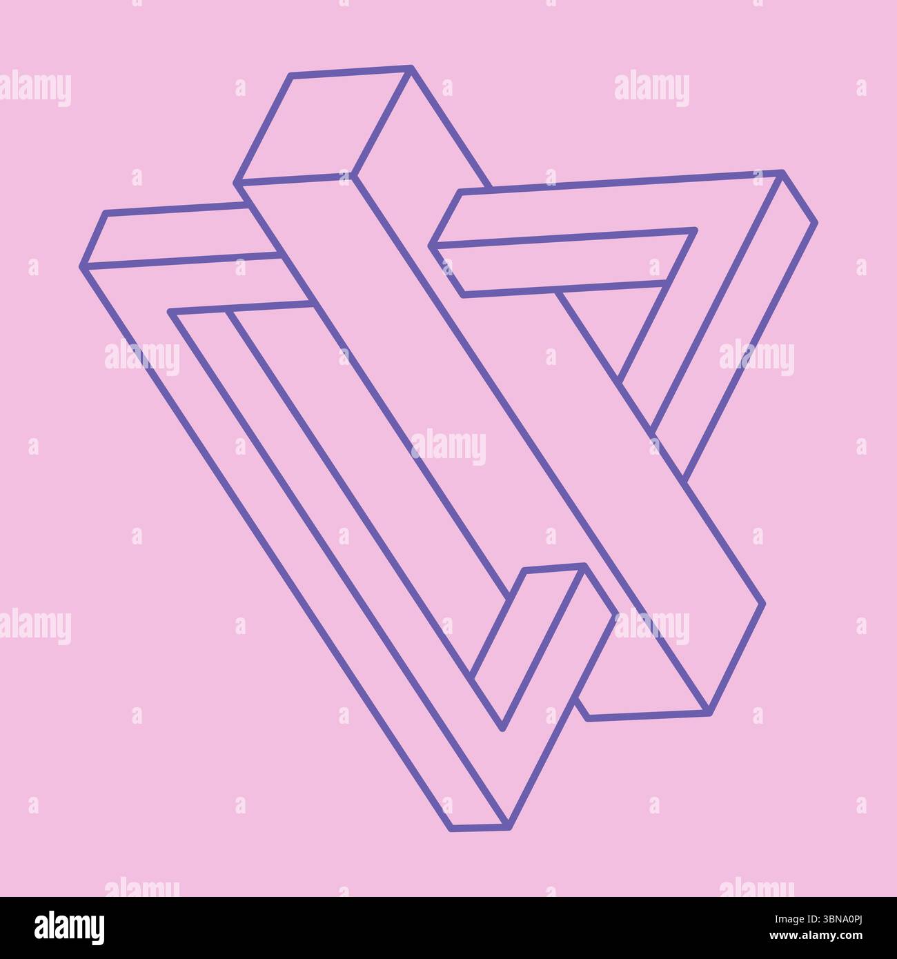 Impossible shapes, optical illusion logo, vector triangle. Optical art objects. Geometric figures. Stock Vector