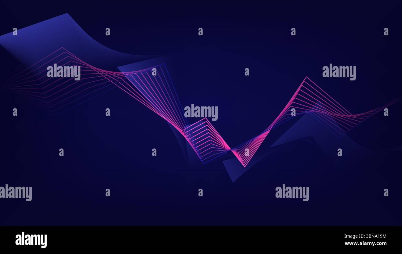 Abstract background 3D Dynamic pink and blue line wave pattern, Digital technology concept, vector illustration Stock Vector
