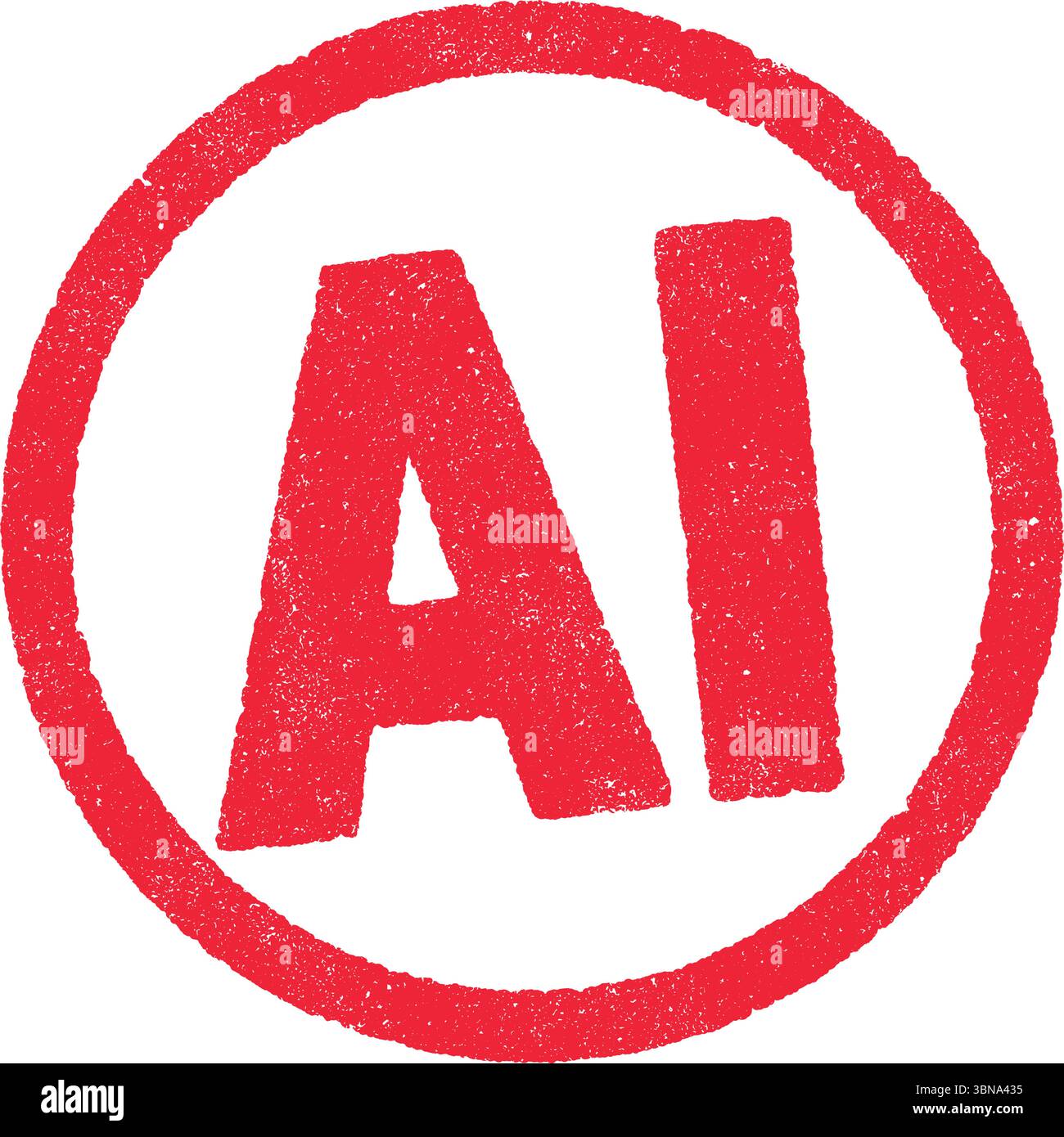 Vector illustration of the word AI in red circle ink stamp Stock Vector