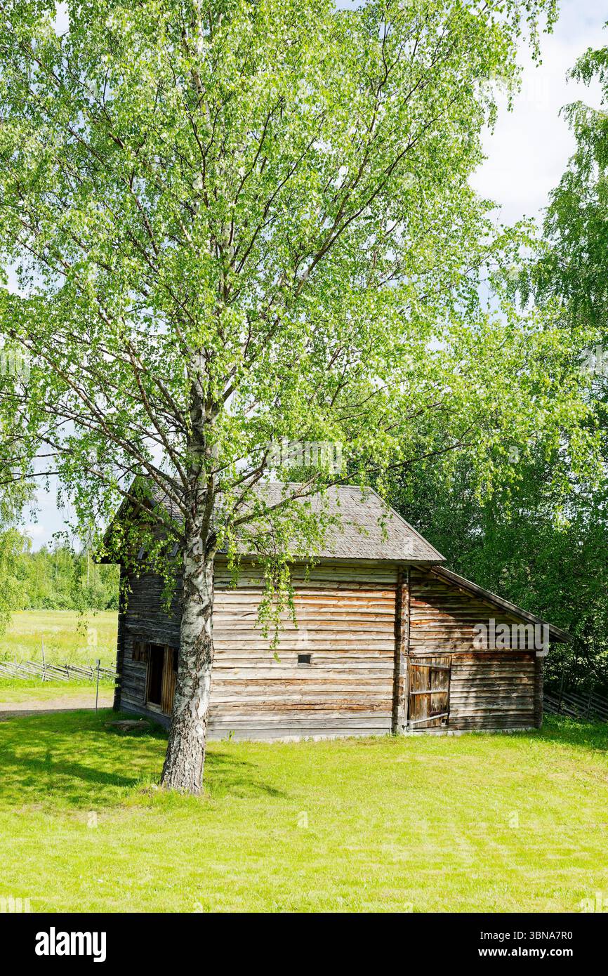 Traditional log kiln building at Juuka museum, Finland Stock Photo