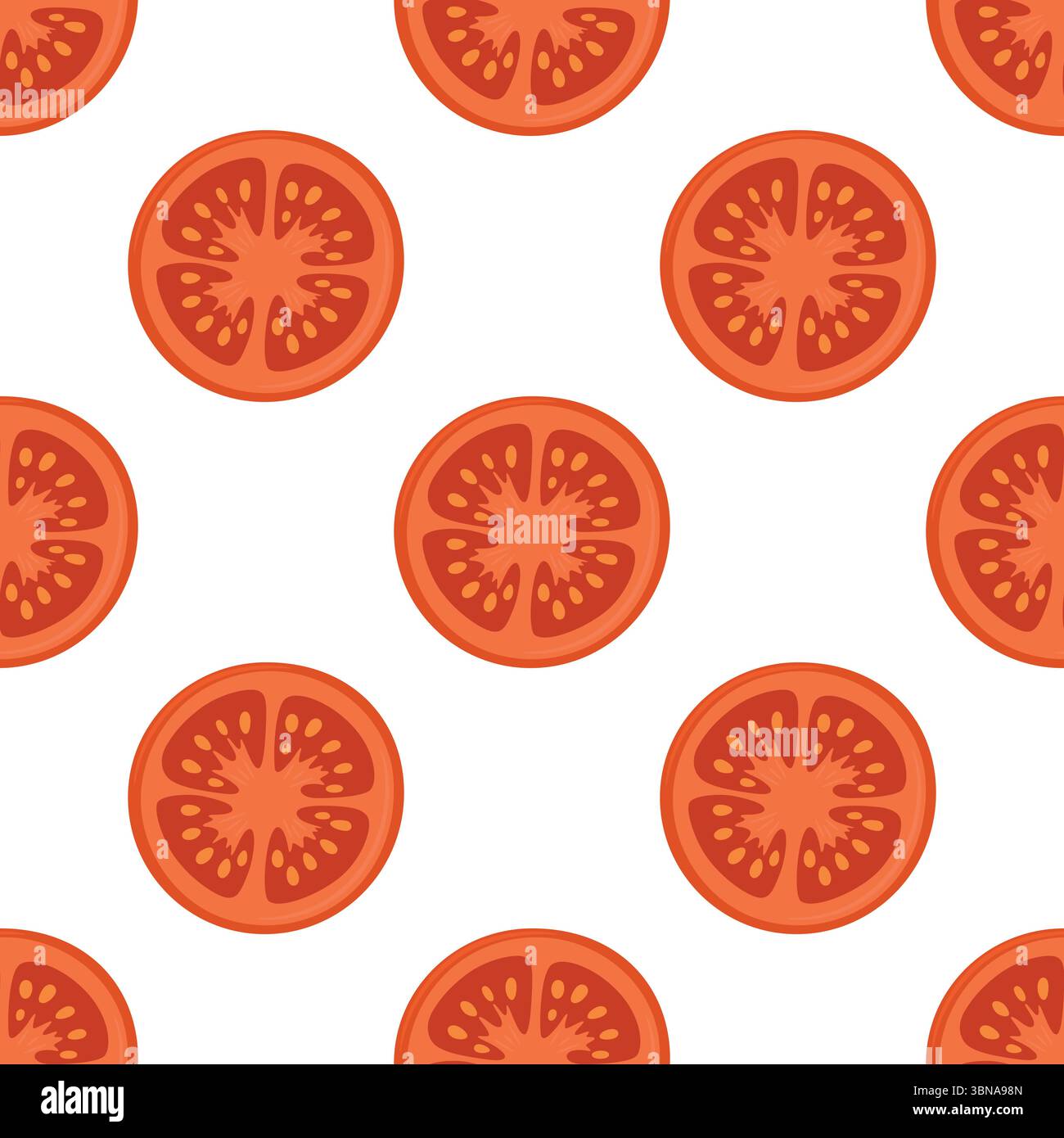 Vector Seamless Pattern with Red Tomato Slices on White Background ...