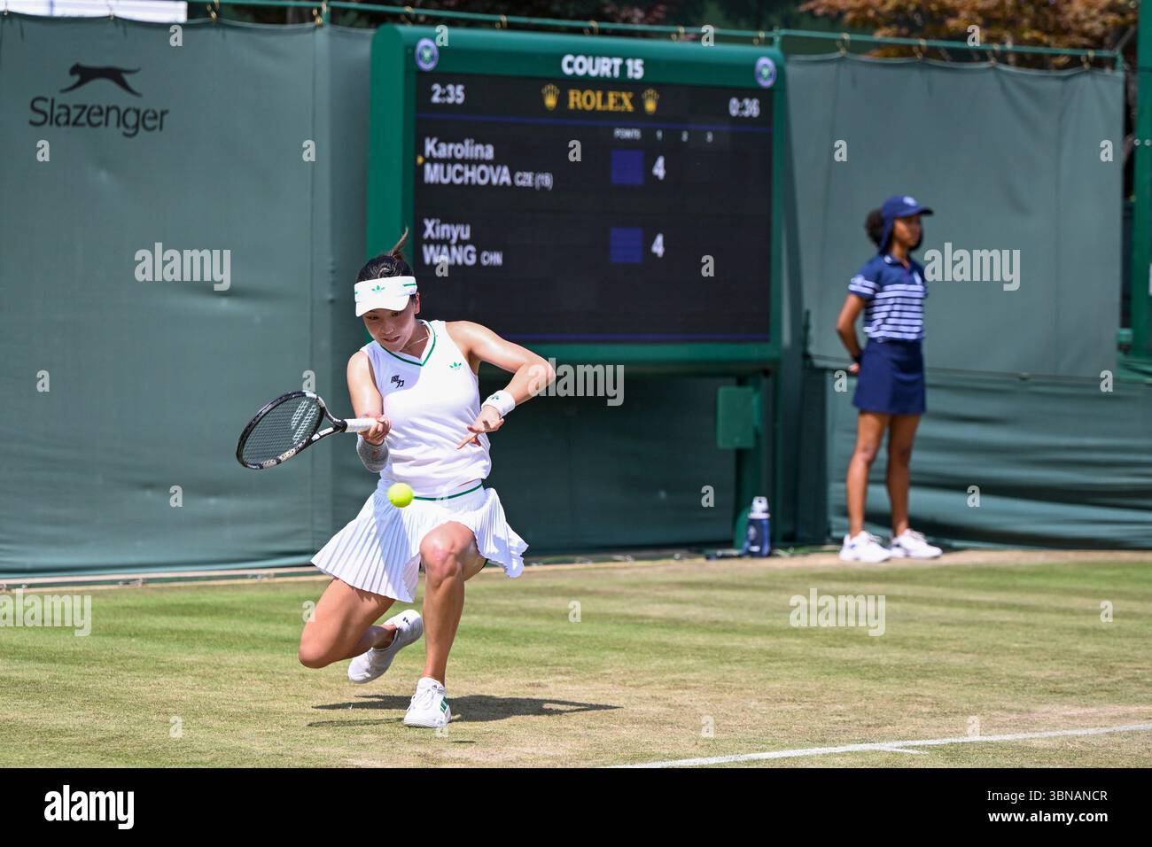 Wang Xinyu during the Wimbledon 2025 Women’s Singles first round tennis