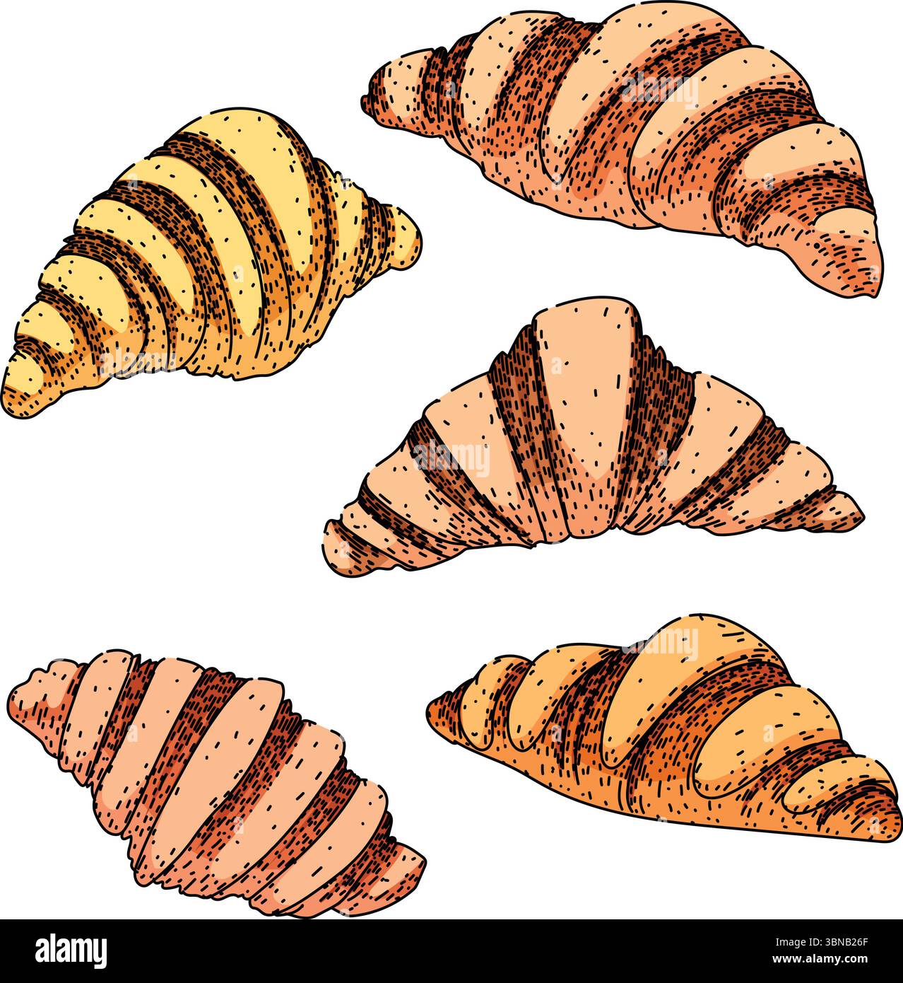 croissant set sketch hand drawn vector Stock Vector Image & Art - Alamy