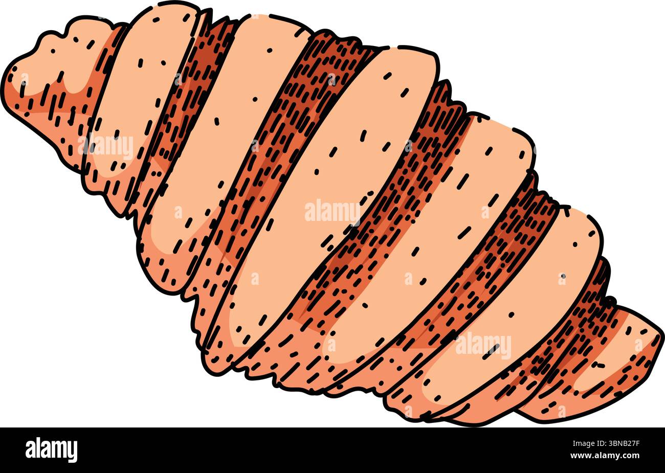 layered croissant sketch hand drawn vector Stock Vector