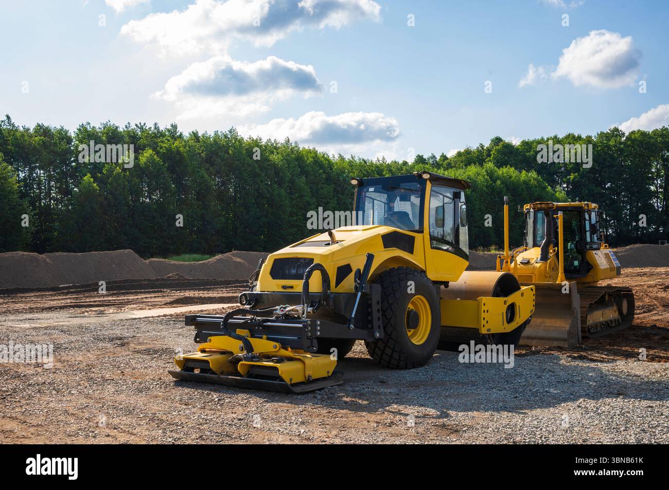 Construction machinery on a building site Stock Photo