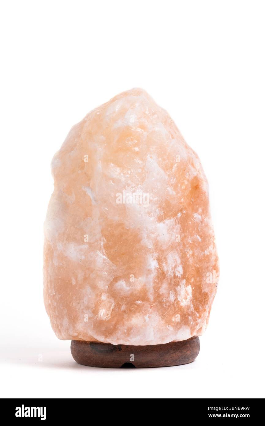 Pink salt lamp on white background Stock Photo