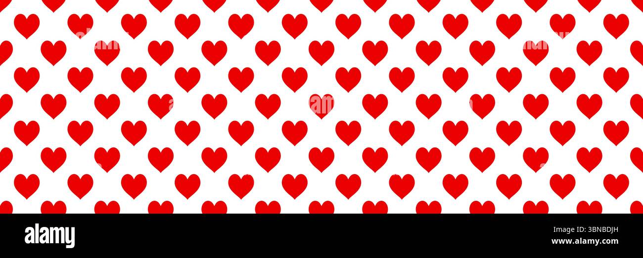 horizontal red heart seamless design for pattern and background. Stock Vector