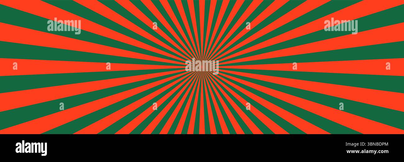 horizontal christmas colors sunburst for pattern and background. Stock Vector