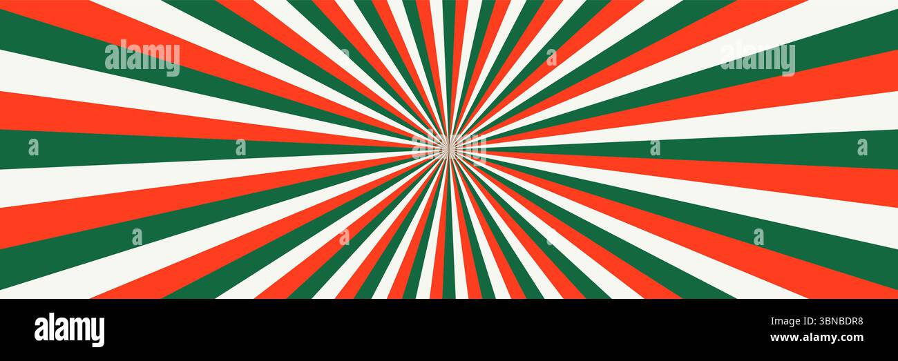 horizontal christmas colors sunburst for pattern and background. Stock Vector