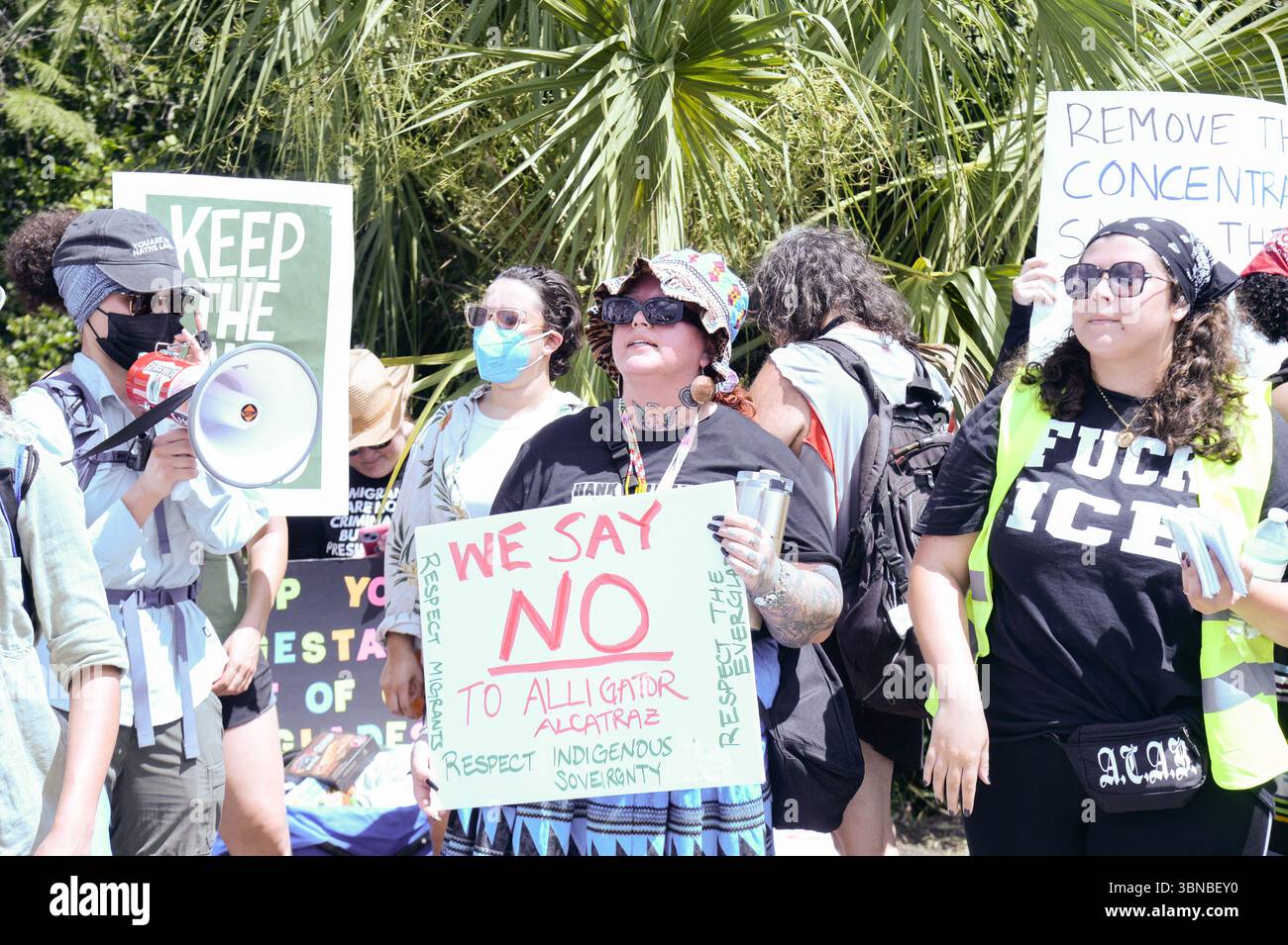Ochopee, USA. 01st July, 2025. Demonstrators at the ICE detention ...
