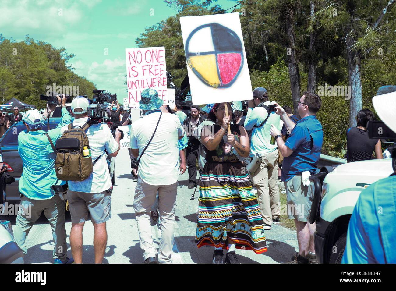 Ochopee, USA. 01st July, 2025. Demonstrators at the ICE detention ...