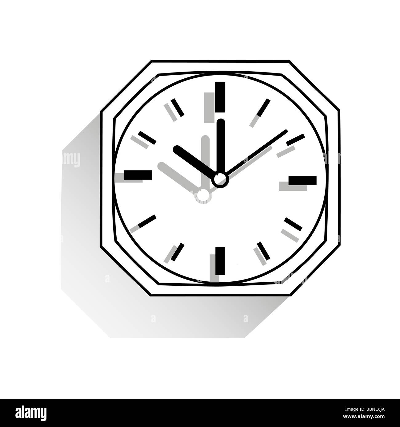 Octagon clock icon. Time display graphic. Unique shape watch. Modern design Vector. Stock Vector