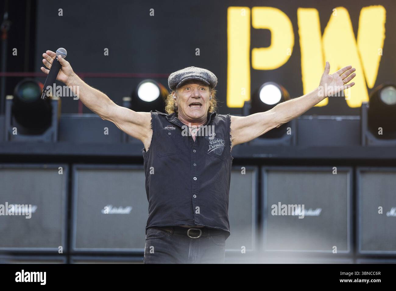 Brian Johnson, lead singer of AC/DC live on Power Up Tour 2025 at the ...