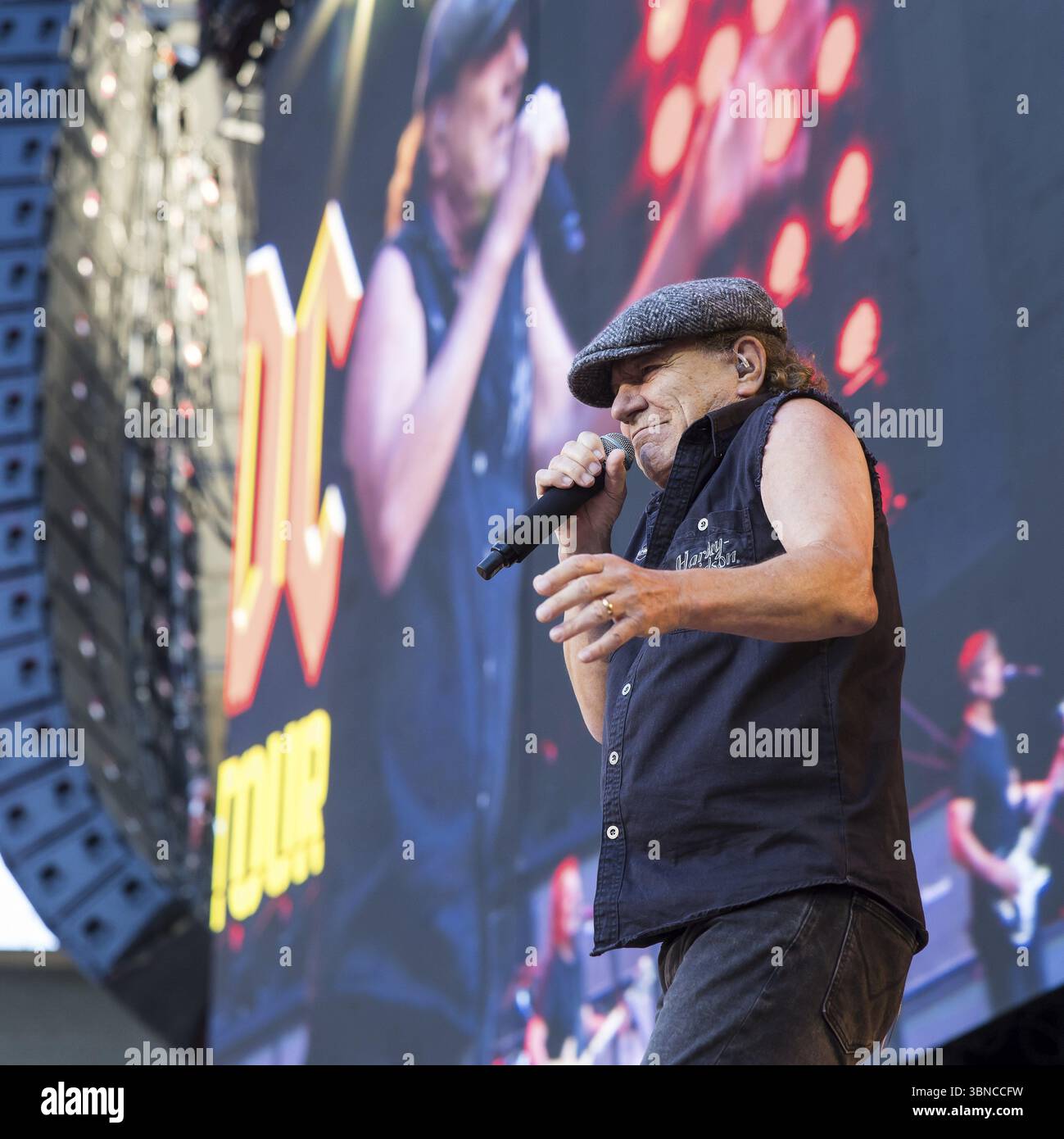 Brian Johnson, lead singer of AC/DC live on Power Up Tour 2025 at the ...