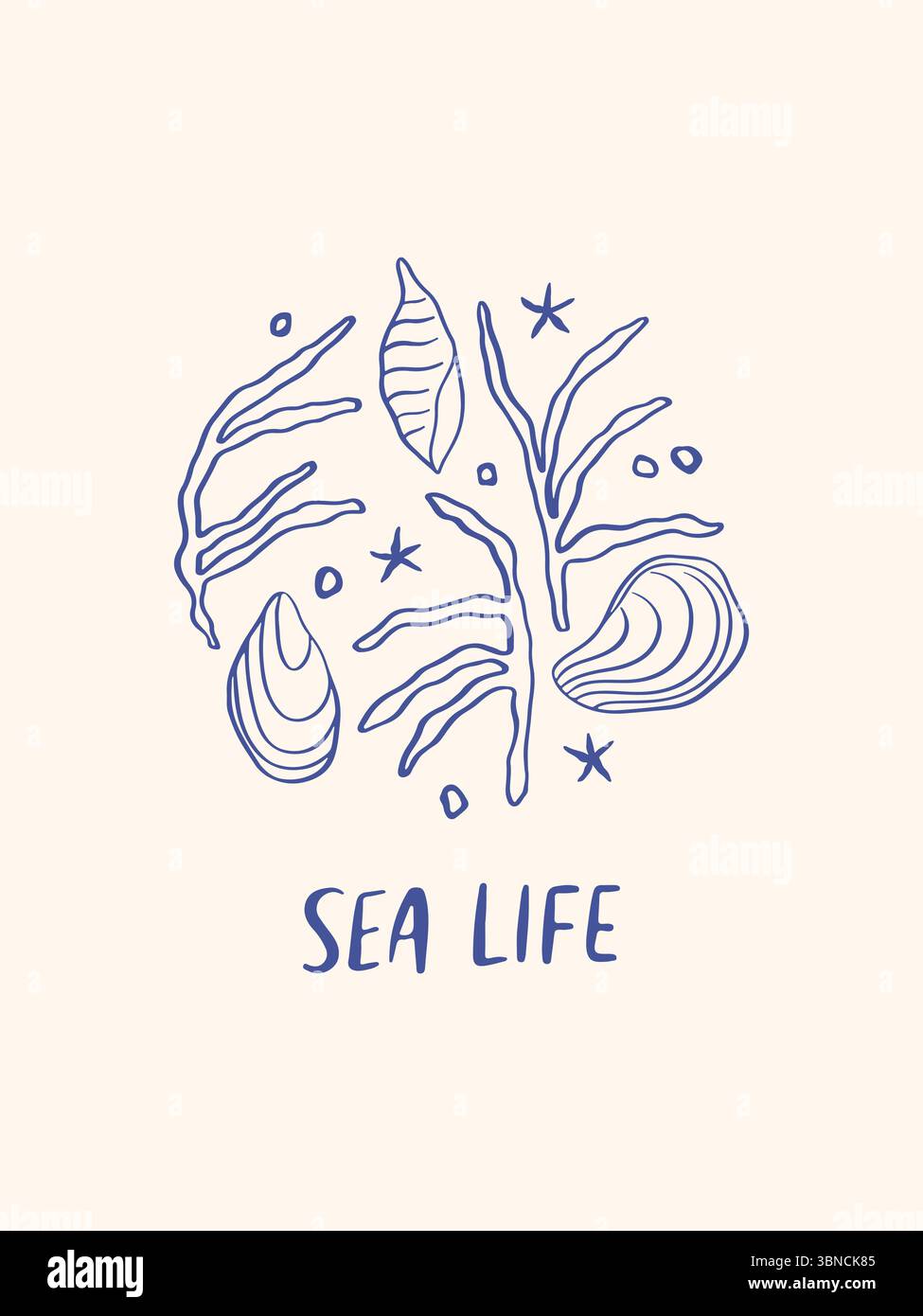Hand drawn sea life poster Stock Vector Image & Art - Alamy