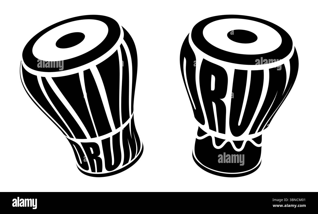 Emblem of musical African djembe drum musical instrument school ...