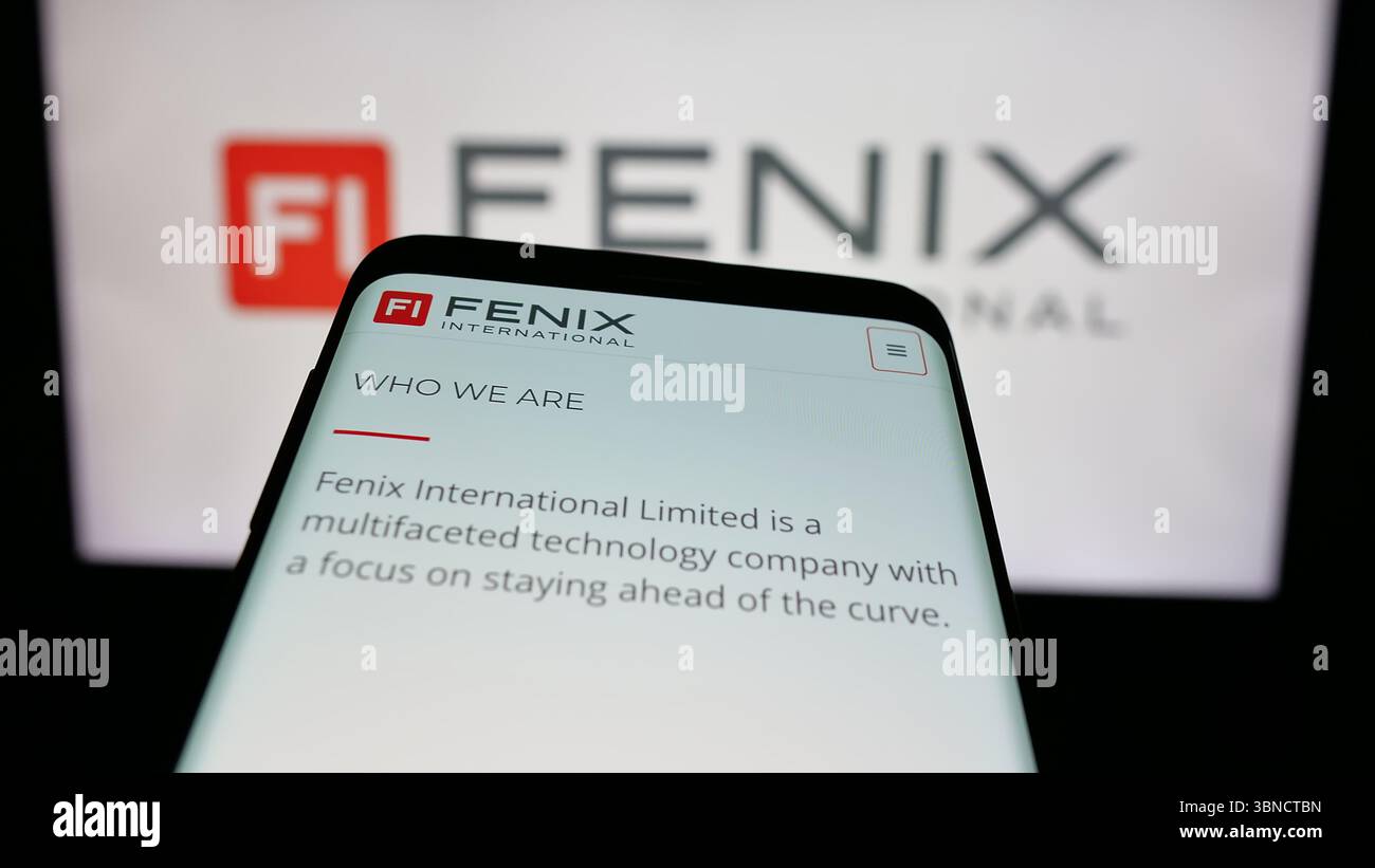 Germany. 8th June, 2025. In this photo illustration, a mobile phone with  the website of Fenix International Limited (OnlyFans) is seen on screen in  front of logo. (Credit Image: © Timon Schneider/SOPA