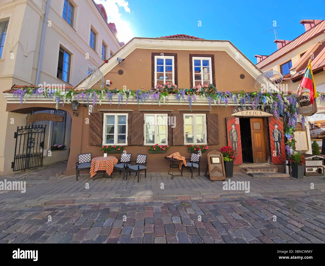 Bernelių užeiga restaurant on M. Valančiaus street in the old town in Kaunas, Lithuania. - Smartphone Captured Stock Image