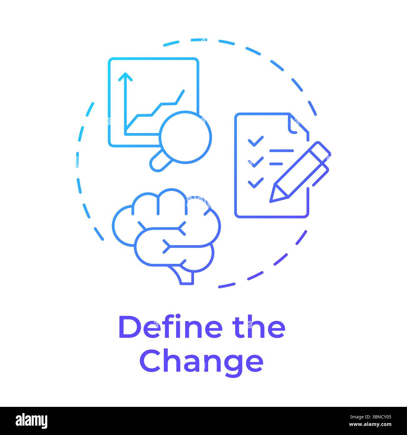 Define change blue gradient concept icon Stock Vector