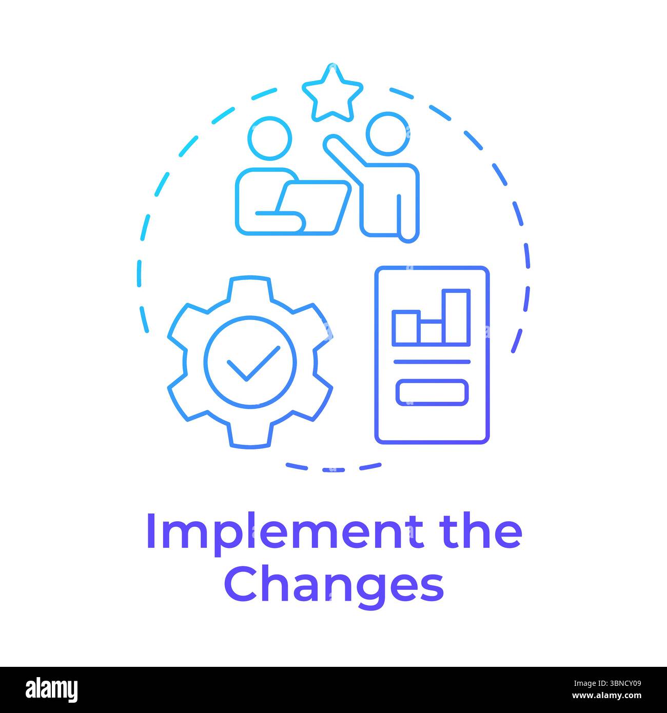 Implement changes blue gradient concept icon Stock Vector
