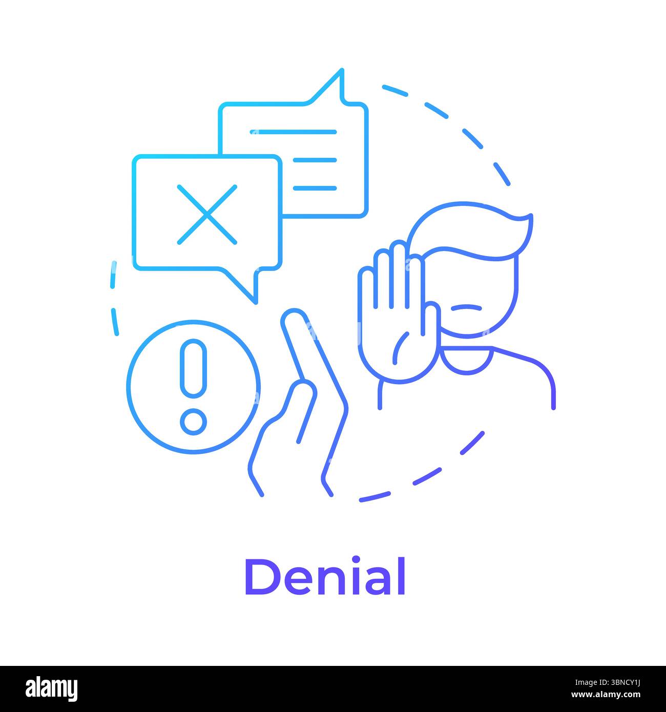 Denial blue gradient concept icon Stock Vector