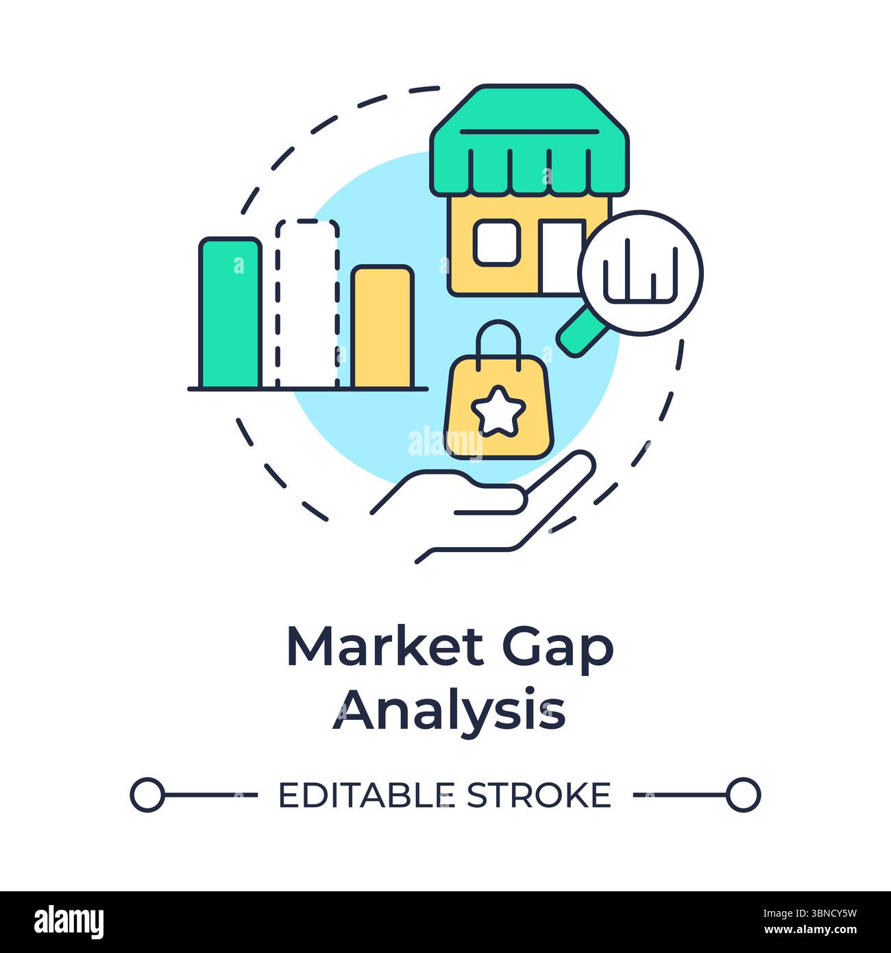 Market gap analysis multi color concept icon Stock Vector