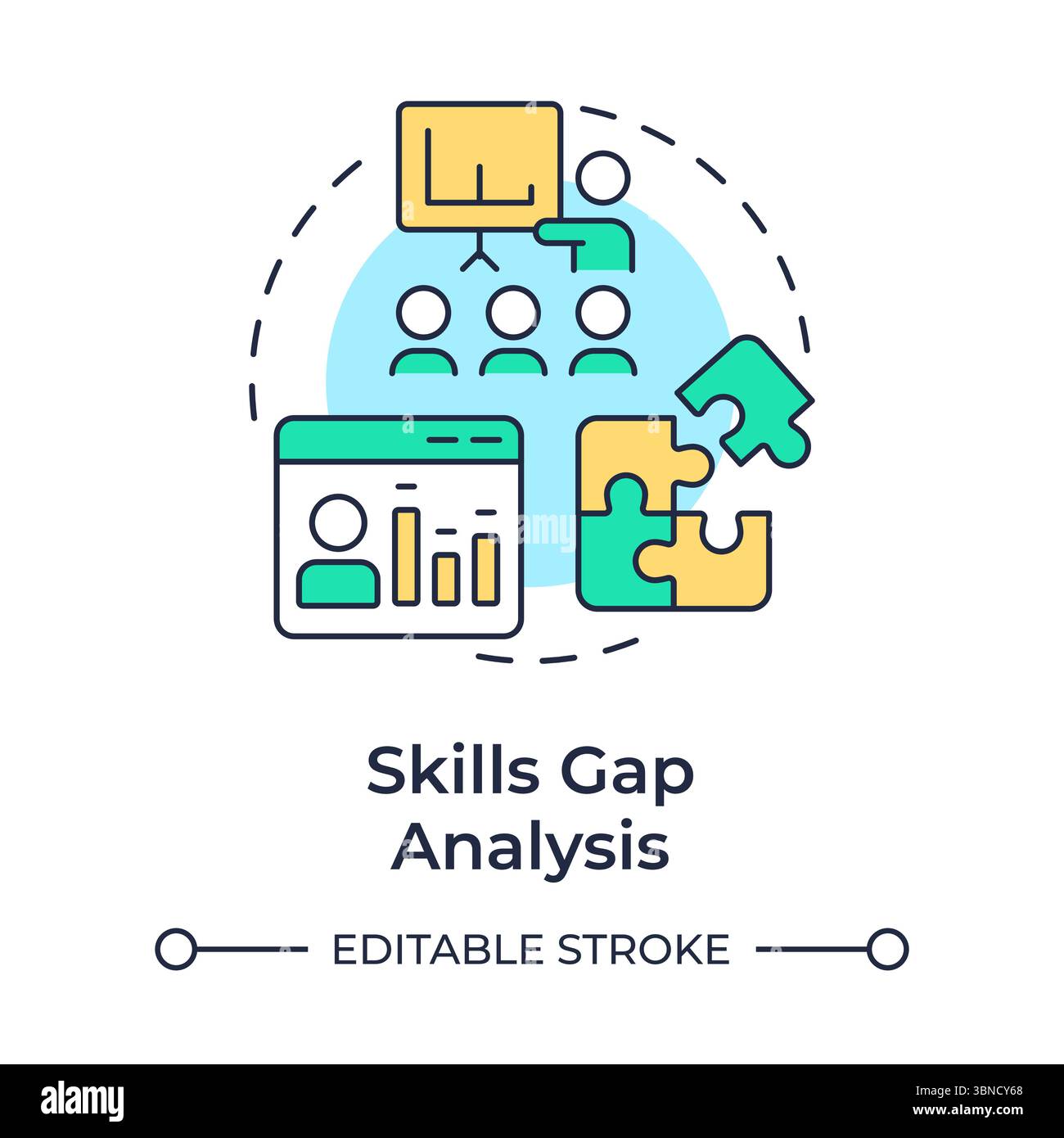 Skills gap analysis multi color concept icon Stock Vector