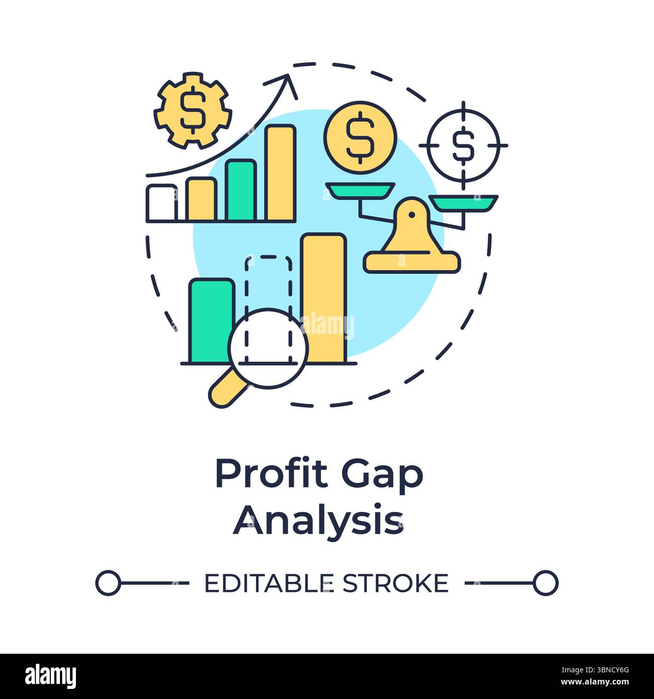 Profit gap analysis multi color concept icon Stock Vector