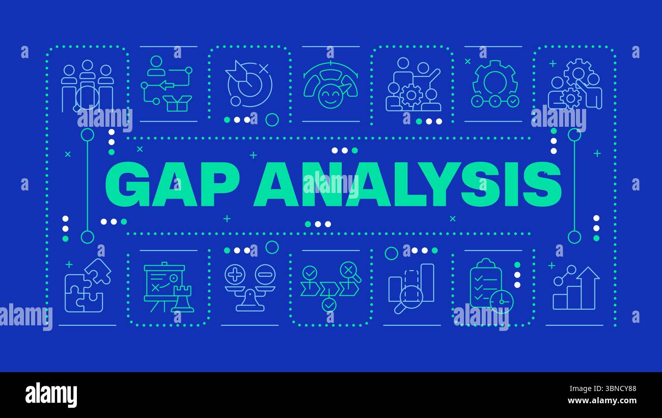 Gap analysis dark blue word concept Stock Vector