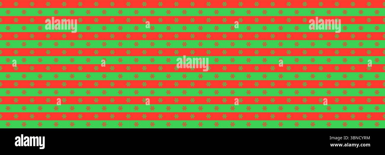 horizontal snowflake on green and red design for pattern and background. Stock Vector