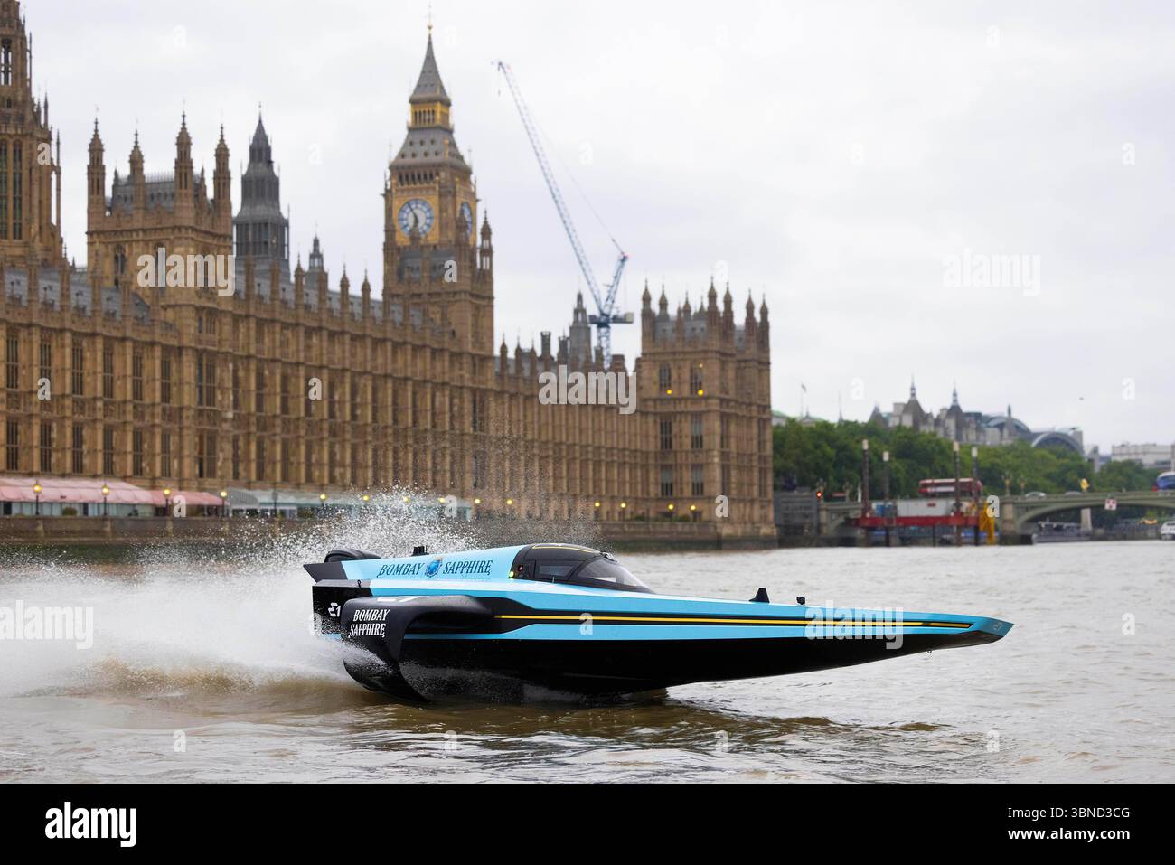 E1 Boat Racing Rear EDITORIAL USE ONLY General view of an E1 RaceBird all-electric race ...