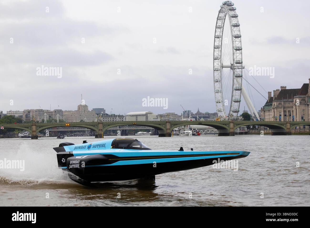 E1 Boat Racing Rear EDITORIAL USE ONLY General view of an E1 RaceBird all-electric race ...