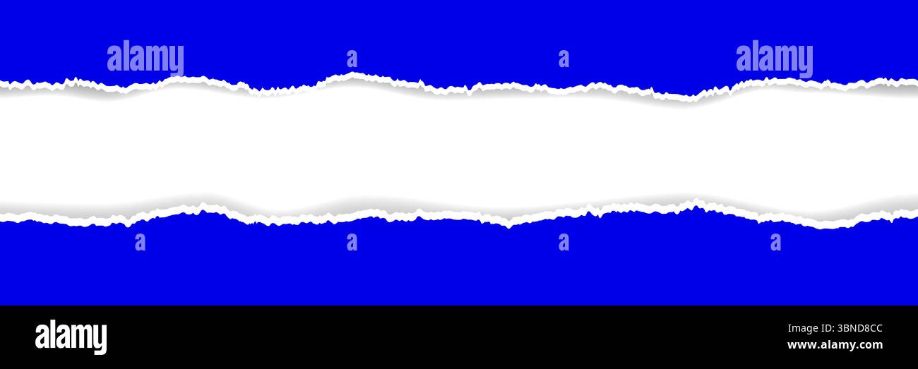 horizontal torn blue paper for pattern and background. Stock Vector