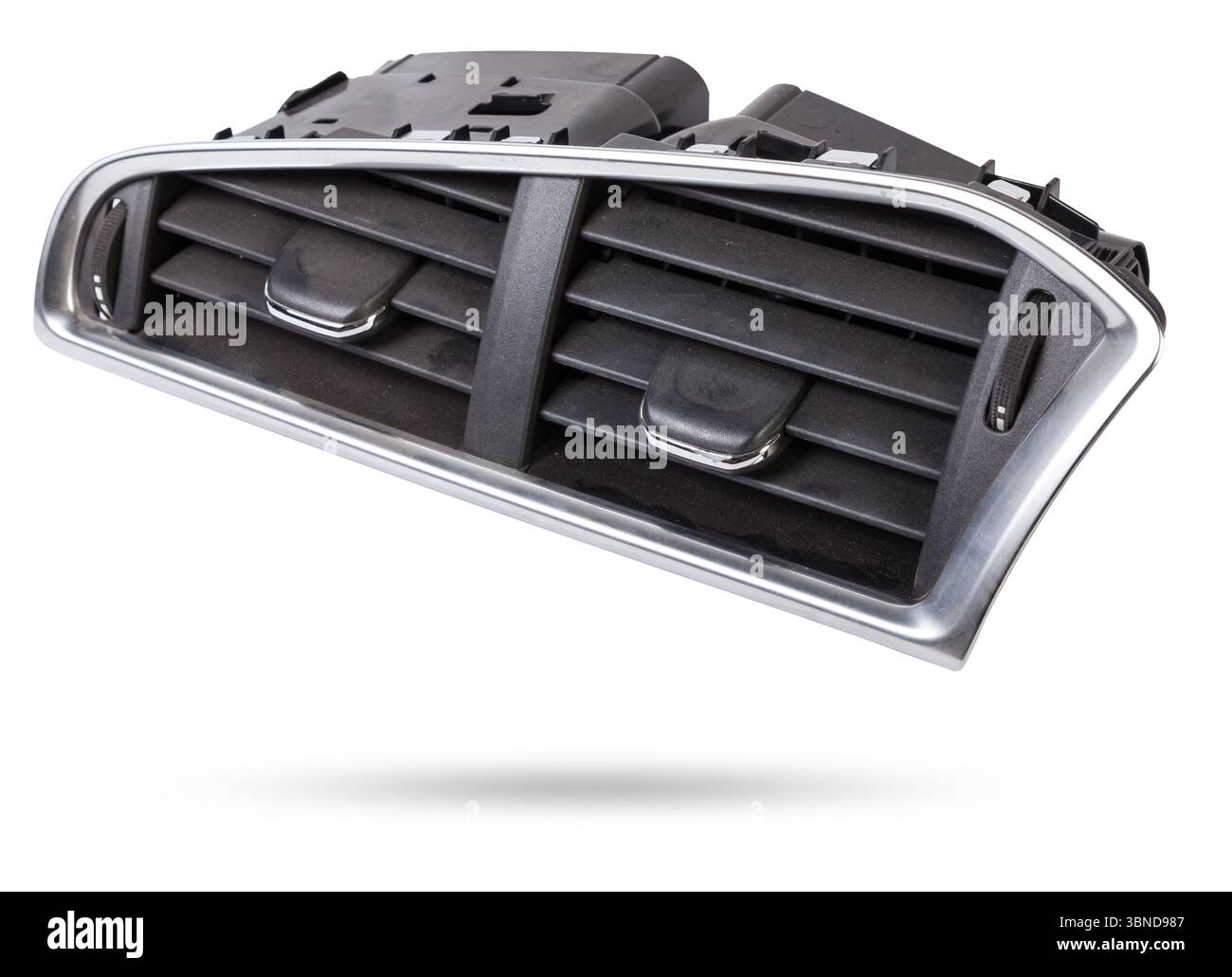 A close-up view of a part of the interior of a modern car with a view ...