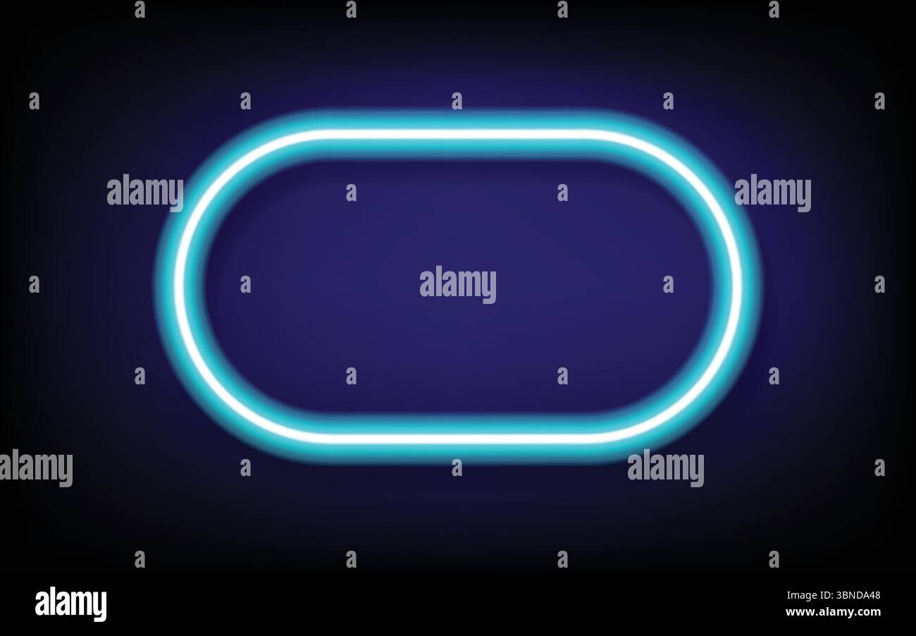 capsule blue neon tube frame with shadow,vector illustration. Stock Vector