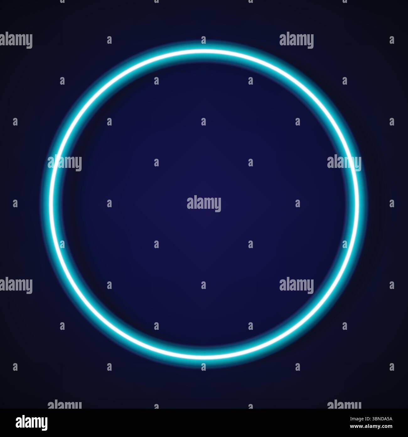 circle blue neon tube frame with shadow for pattern and design. Stock Vector