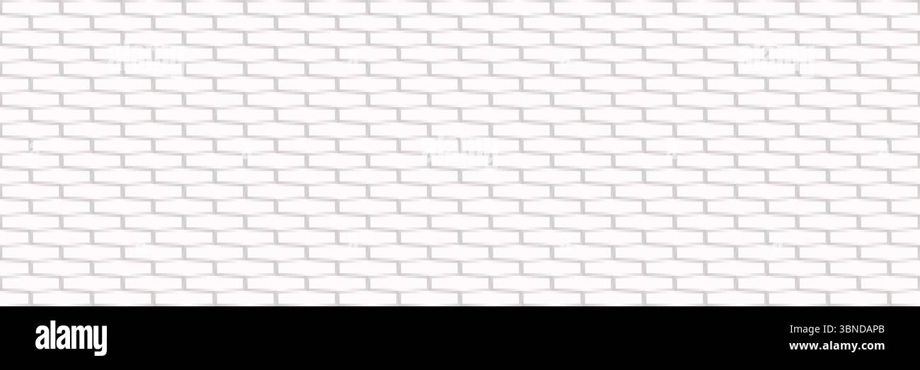 horizontal white brick wall for pattern and background,vector illustration. Stock Vector