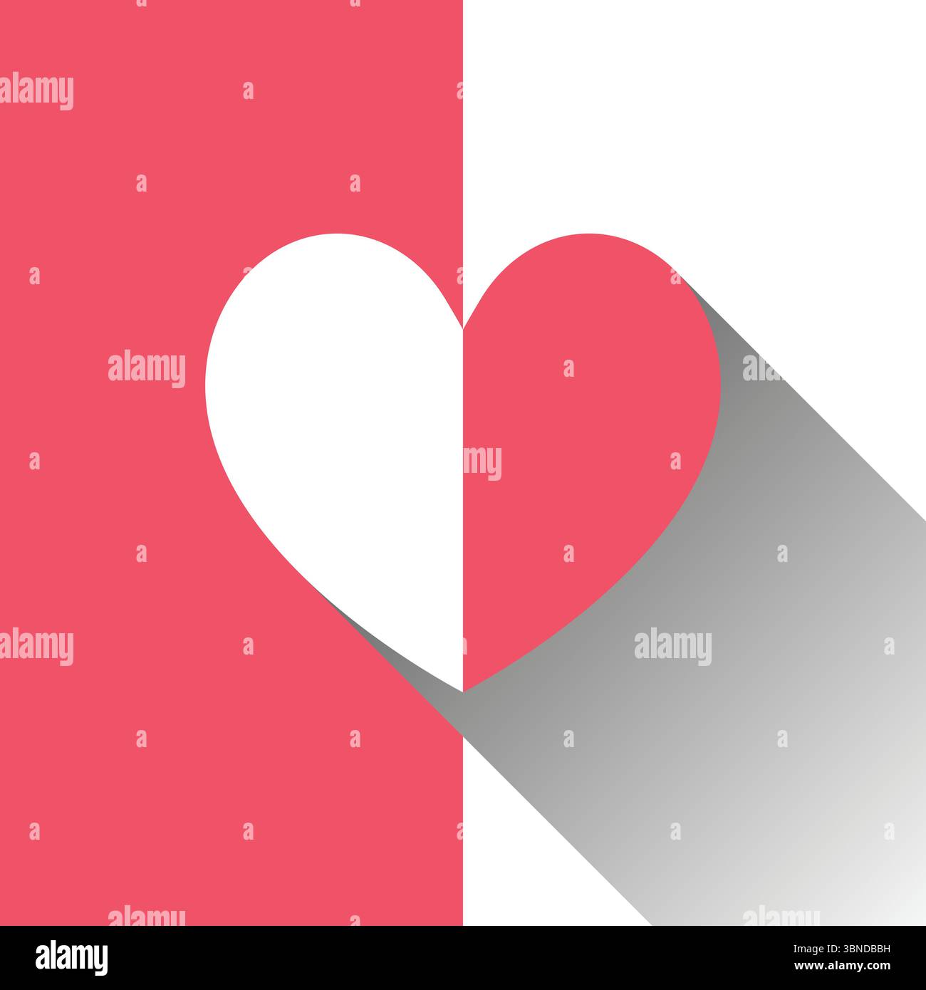 beautiful pink and white heart icon with shadow,vector illustration ...