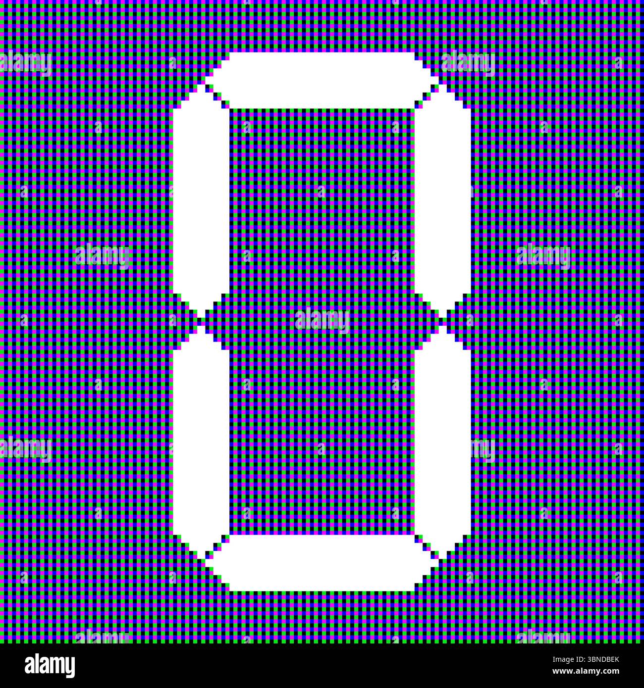 realistic digital LED screen with digital number zero 0 for pattern and background. Stock Vector