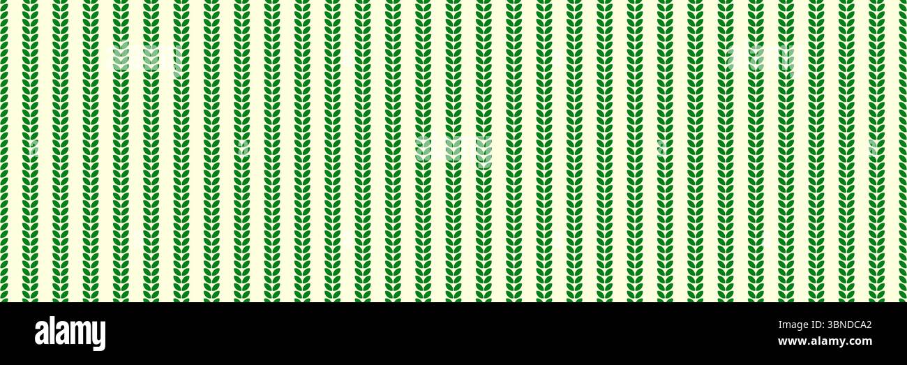 horizontal green leaves seamless design for pattern and background. Stock Vector