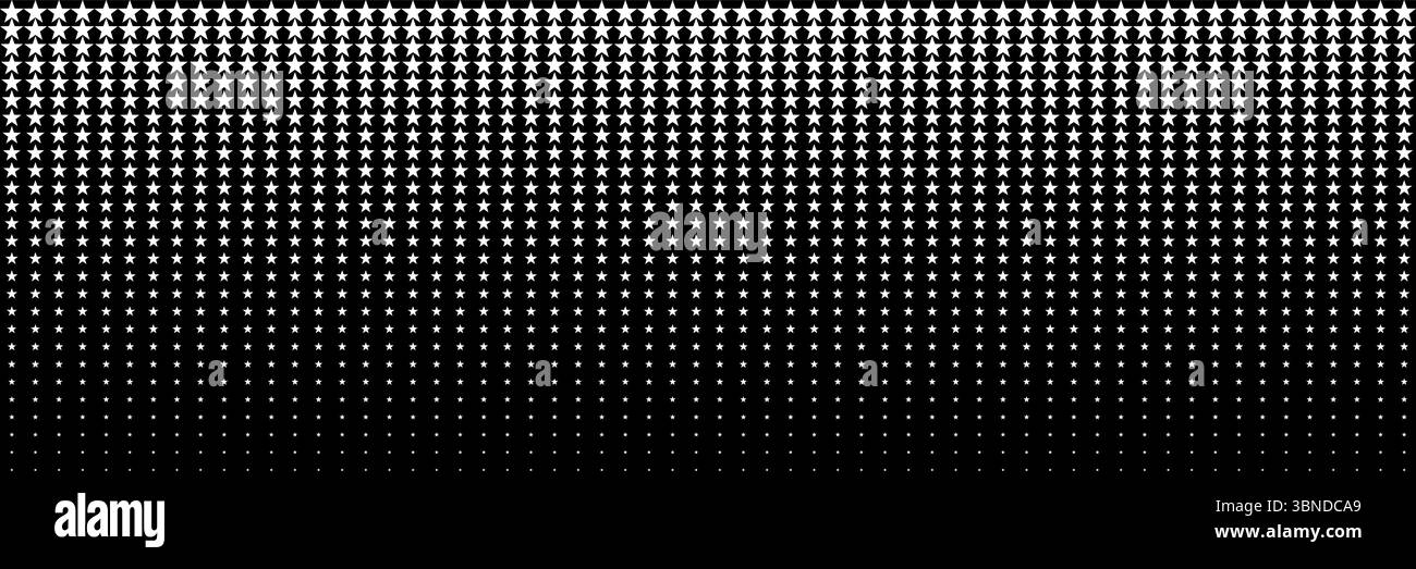 horizontal white blended star on black for pattern and background. Stock Vector