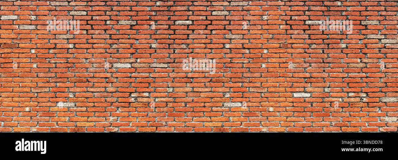 horizontal old brick wall for pattern and background,vector illustration. Stock Vector