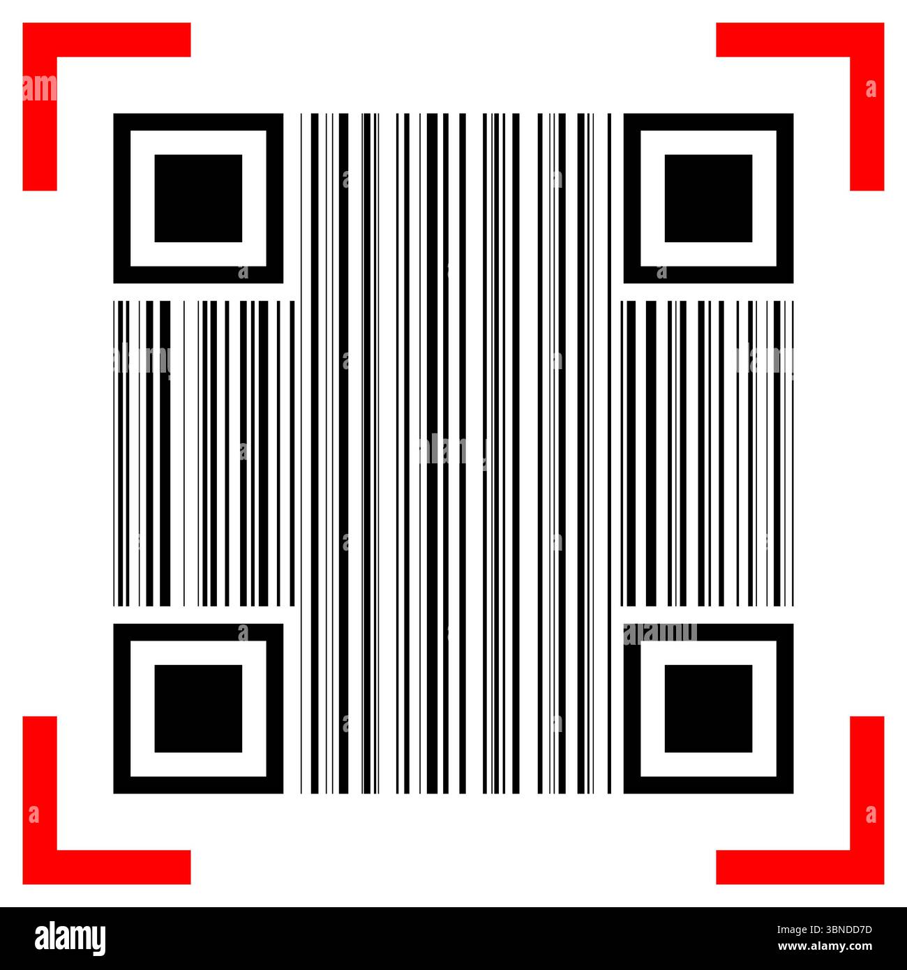 barcode and qr code with red scanner on white,vector illustration. Stock Vector
