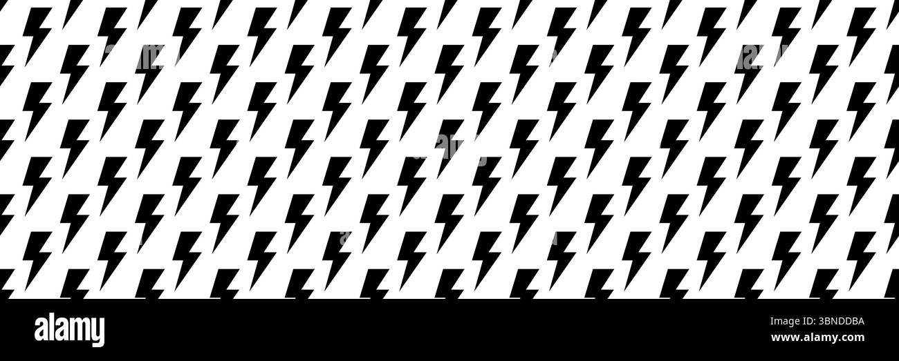 horizontal seamless black thunderbolt design for pattern and background. Stock Vector