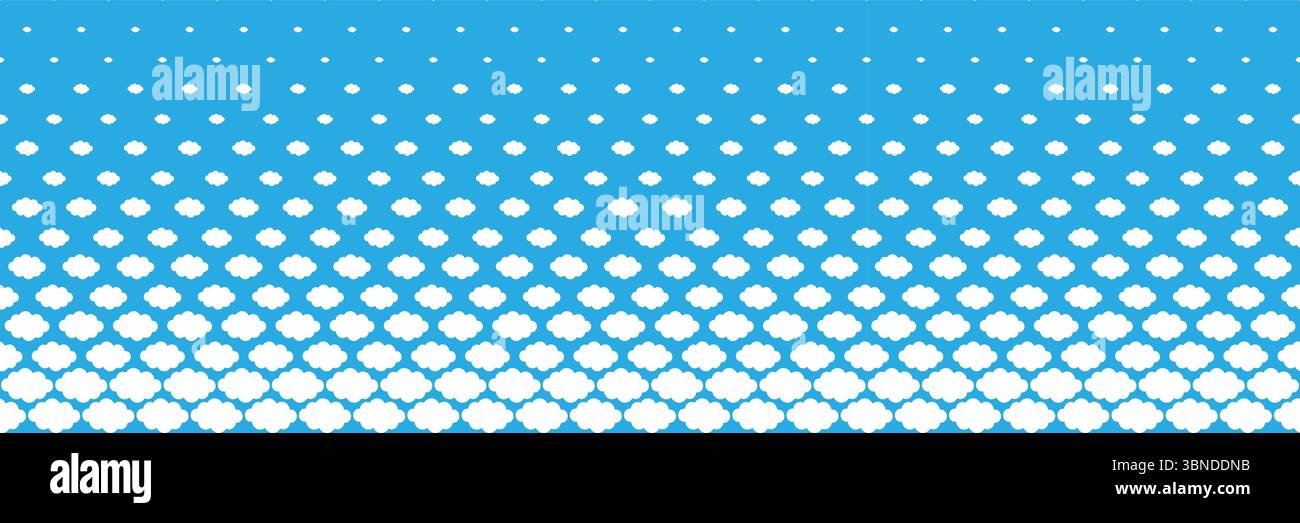 horizontal faded white clouds on blue for pattern and background. Stock Vector
