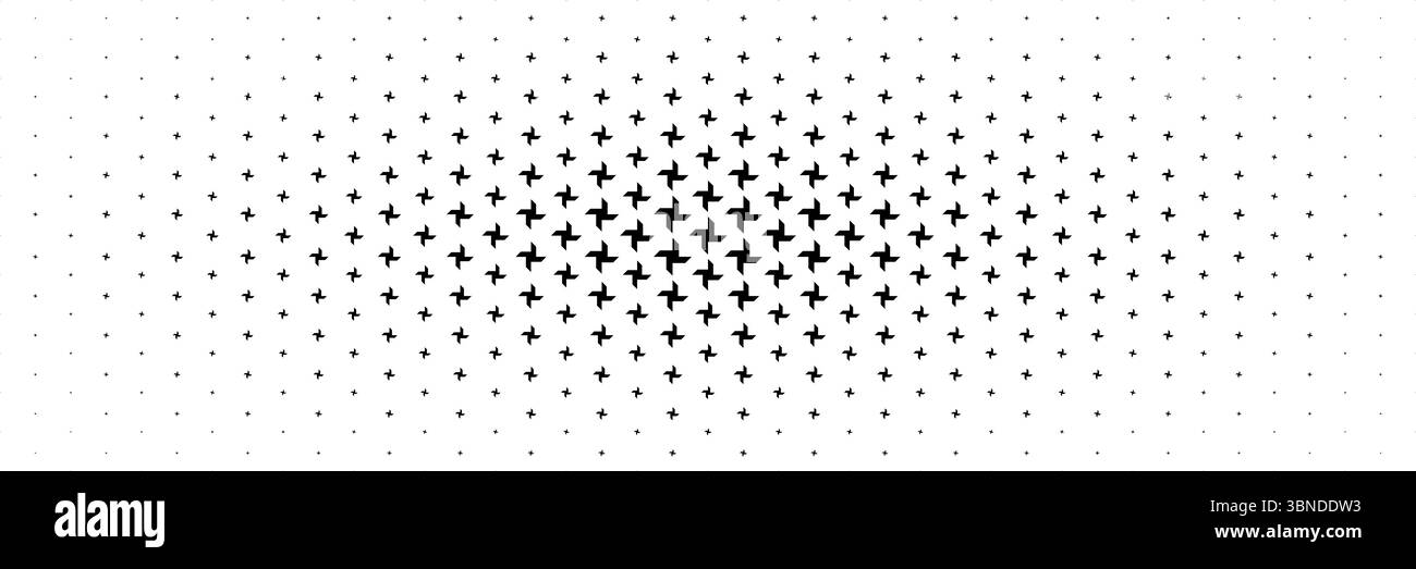 horizontal black propeller spread from center design for pattern and background. Stock Vector