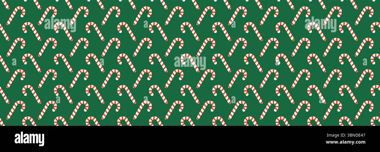horizontal red and white candy cane on green for pattern and background. Stock Vector